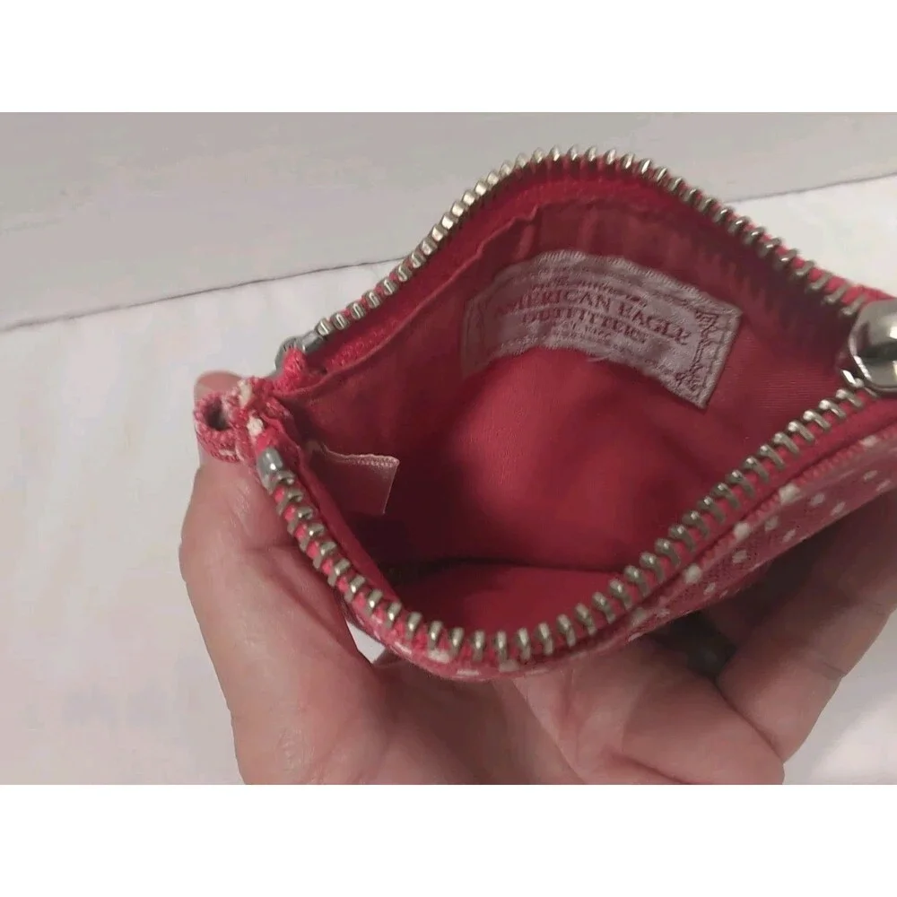 AMERICAN EAGLE OUTFITTERS RED CANVAS POUCH COIN/ MAKEUP 4